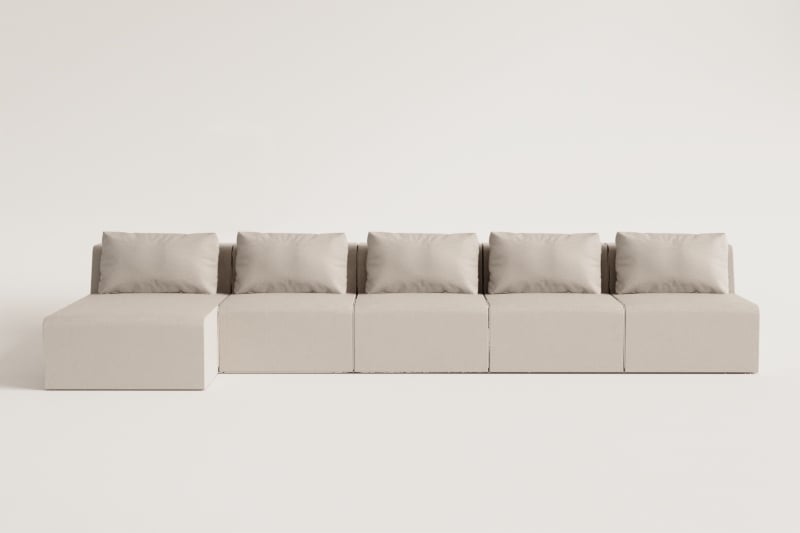 5-teiliges modulares Chaiselongue-Sofa „Temple“ links aus vakuumverpacktem Cord