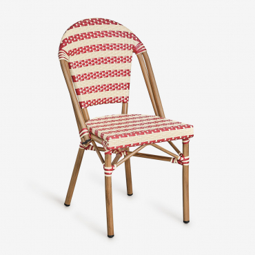 2er-set Stapelbare Esszimmerstühle Aus Synthetischem Rattan Und Aluminium Solange Bistro Creme-beige - Rot Bordeaux - Sklum