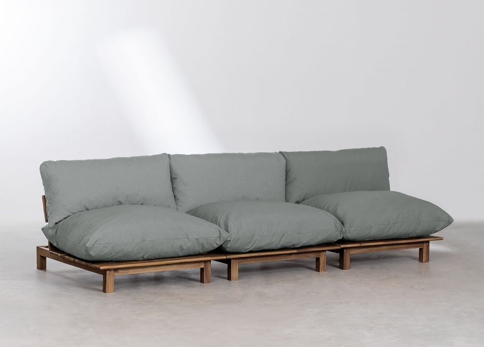 Brina 3-teiliges modulares Liegesofa aus Akazienholz - Grau Anthrazit