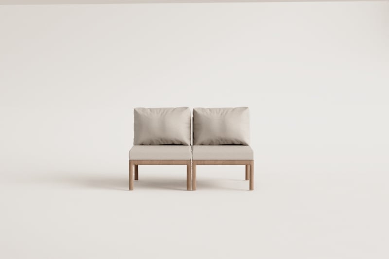 2-teiliges modulares Sofa aus Branson-Akazienholz