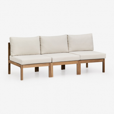 3-teiliges Modulares Gartensofa Branson Aus Akazienholz Akazie Braun - Sklum