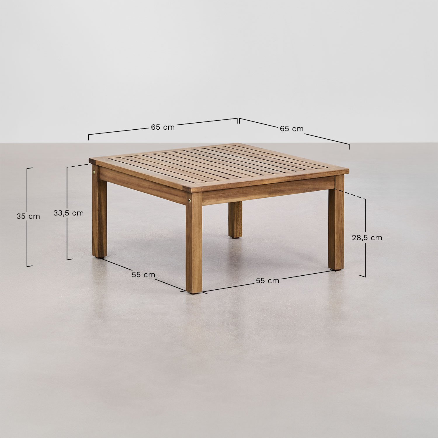 3-teiliges modulares Sofa-Set aus Akazienholz mit Couchtisch Branson, MAßE