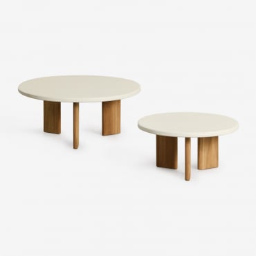 2er-set Runder Garten-couchtische Aus Aluminium Yervin Gardenia Weiß - Sklum