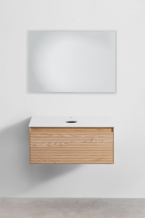 Hängendes Badezimmermöbel-Set 80x50 cm aus Eschenholz Tedrik - Esche braun