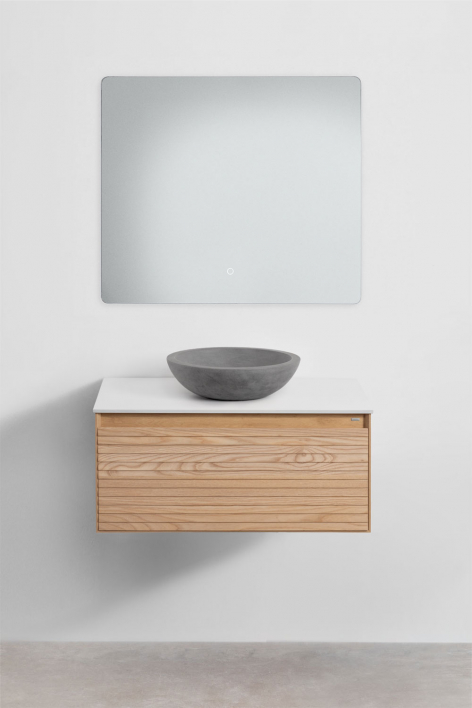 Hängendes Badezimmermöbel-Set 80x50 cm aus Eschenholz Tedrik - Esche braun