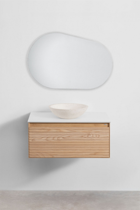 Hängendes Badezimmermöbel-Set 80x50 cm aus Eschenholz Tedrik - Esche braun