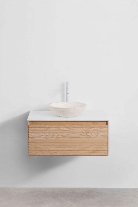 Hängendes Badezimmermöbel-Set 80x50 cm aus Eschenholz Tedrik - Esche braun