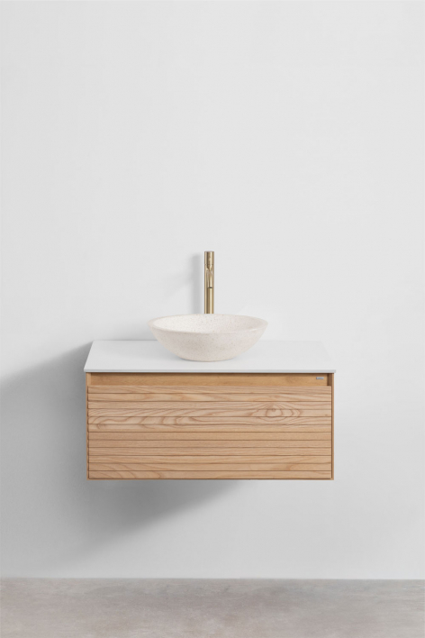 Hängendes Badezimmermöbel-Set 80x50 cm aus Eschenholz Tedrik - Esche braun