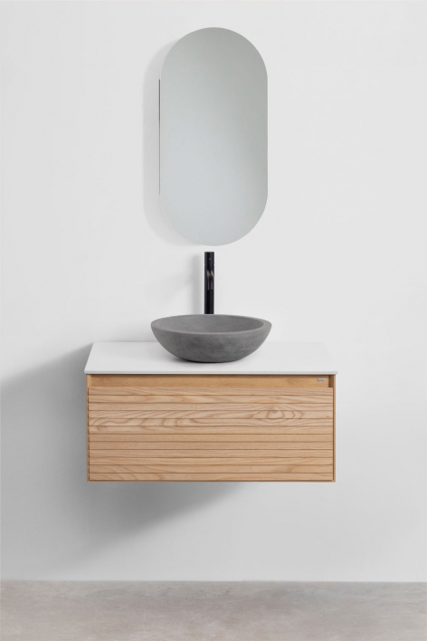 Hängendes Badezimmermöbel-Set 80x50 cm aus Eschenholz Tedrik - Esche braun