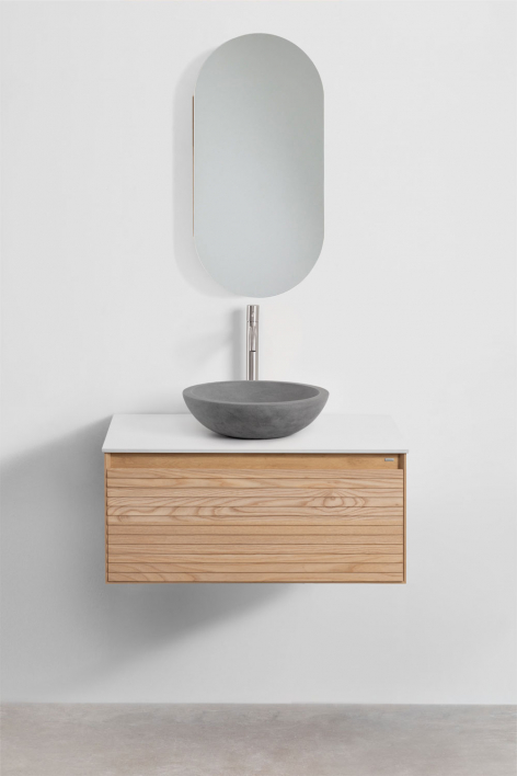 Hängendes Badezimmermöbel-Set 80x50 cm aus Eschenholz Tedrik - Esche braun
