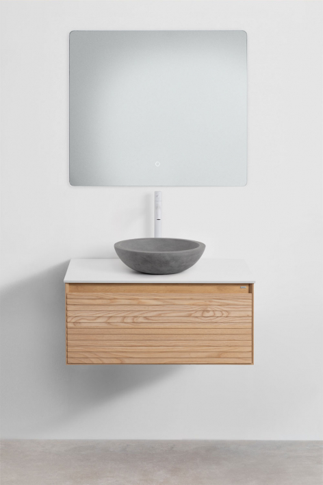 Hängendes Badezimmermöbel-Set 80x50 cm aus Eschenholz Tedrik - Esche braun