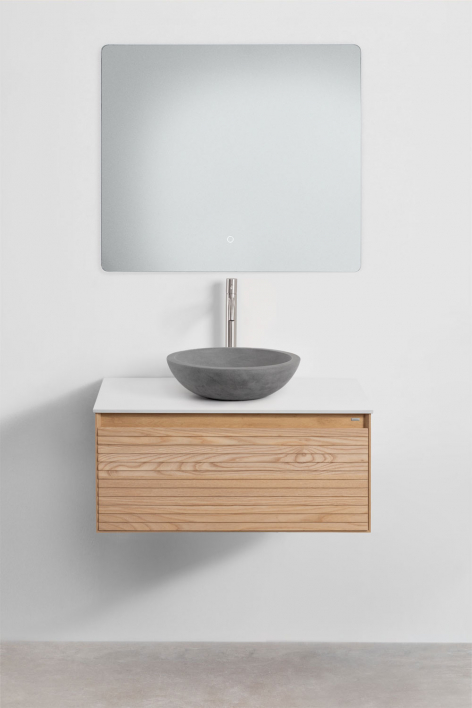 Hängendes Badezimmermöbel-Set 80x50 cm aus Eschenholz Tedrik - Esche braun