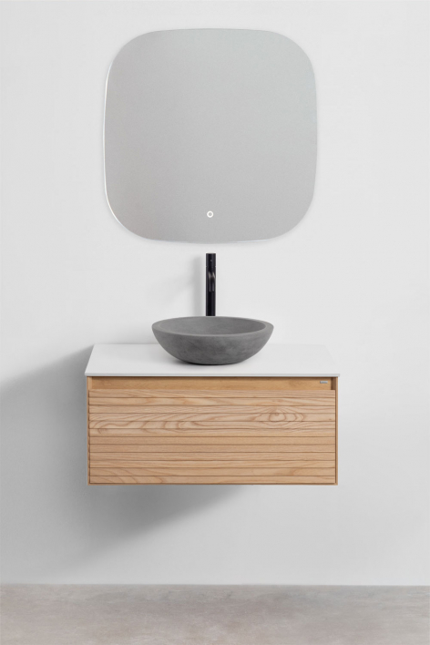 Hängendes Badezimmermöbel-Set 80x50 cm aus Eschenholz Tedrik - Esche braun