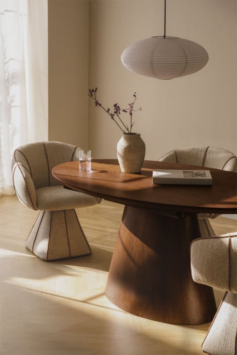 Ovaler Esstisch 160-200x100 cm ausziehbar, MDF und Furnier Gala