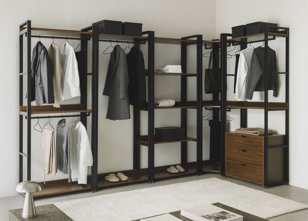 Offenes modulares Eckschrank-Set aus 5 Teilen aus Stahl und MDF Ariaster