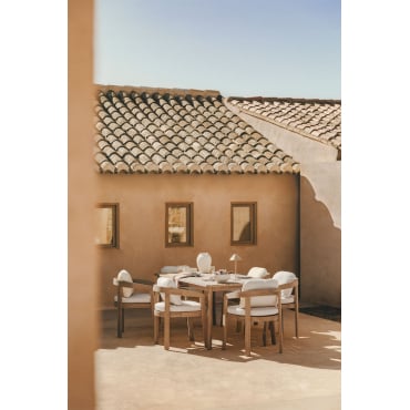 Rechteckiges Tischset 180x90 Cm Aus Kaela-akazienholz Und 6 Uleno-gartenstühle Aus Akazienholz Helles Akazienbraun - Sklum