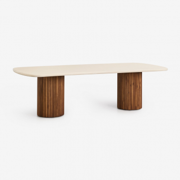Rechteckiger Esstisch Aus Zement Und Akazienholz Sirvon 230 X 110 Cm - Sklum
