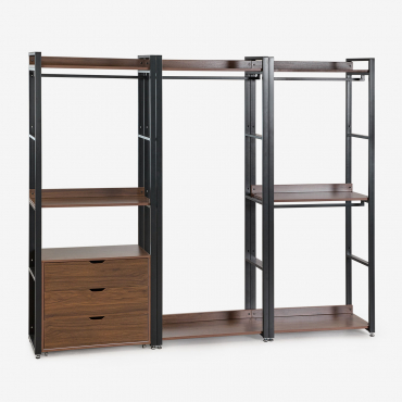 Offener Modularer Schrank Mit 3 Teilen Und Schubladen Aus Stahl Und Holz Ariaster Schwarz - Sklum