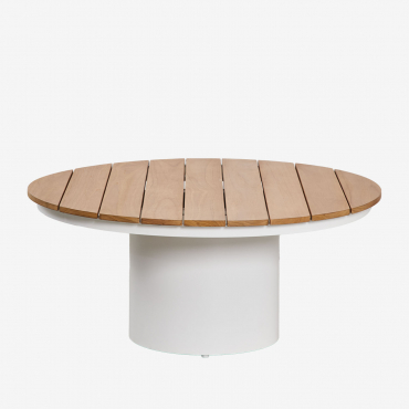 Runder Gartencouchtisch Ø90 Cm Aus Teakholz Und Aluminium Anturio Teakholz - Sklum