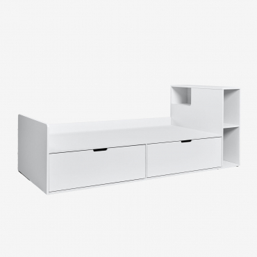 Bett Für 90 Cm Matratze Mit 2 Schubladen Und Stauraum Janete Weiss & Rechts & 90 X 190 Cm - Sklum