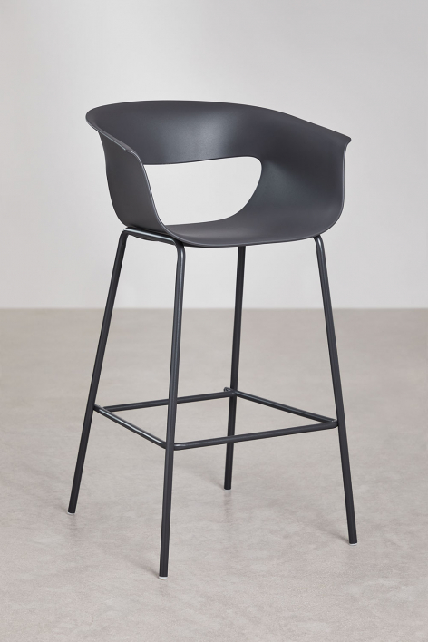 4er-Set hohe Hocker 75 cm aus Polypropylen und graphitgrauem Stahl Alanys - Grau Graphit