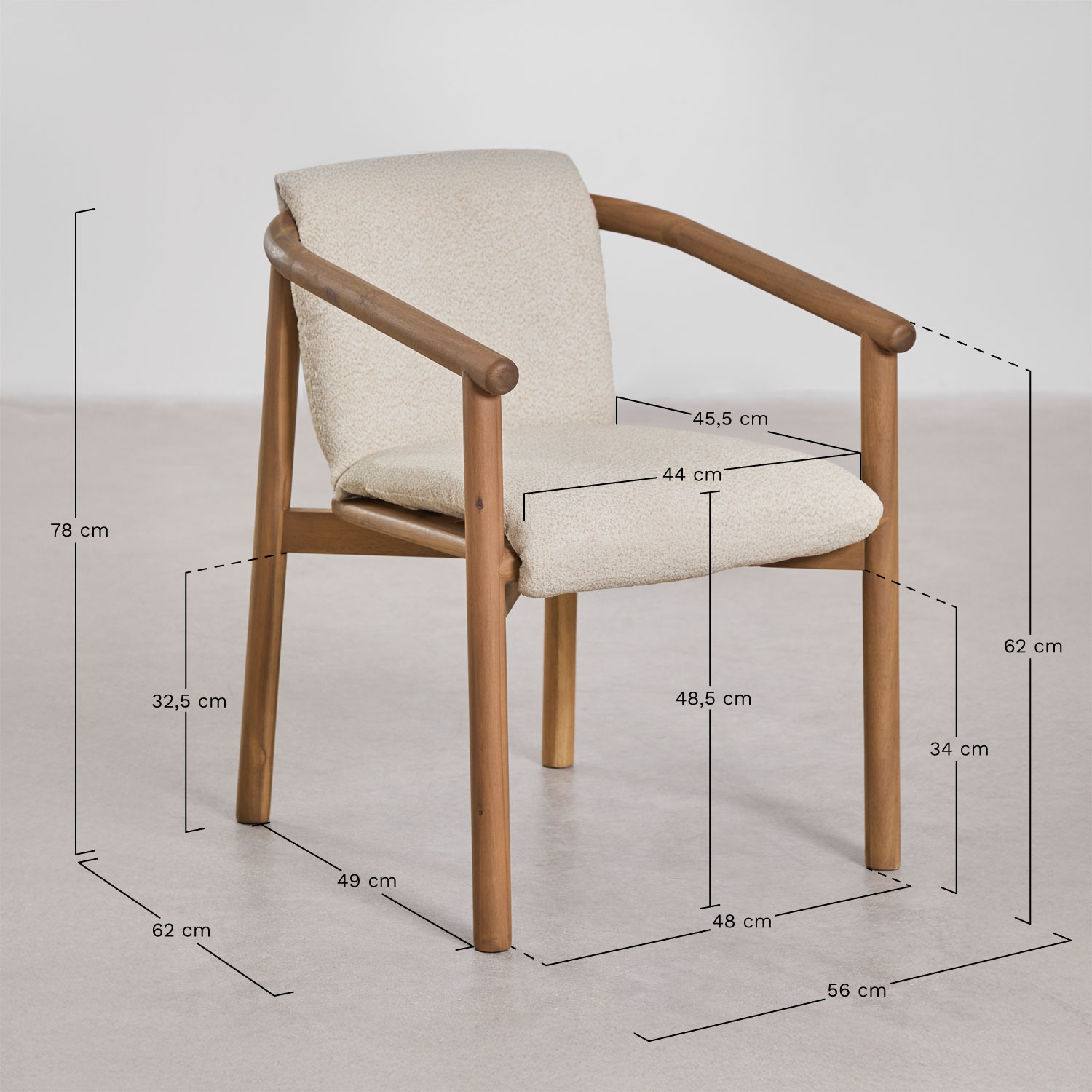 Ovaler Tischset ↔︎260 cm Ginara und 10 Gartenstühle aus Akazienholz Elmina, MAßE