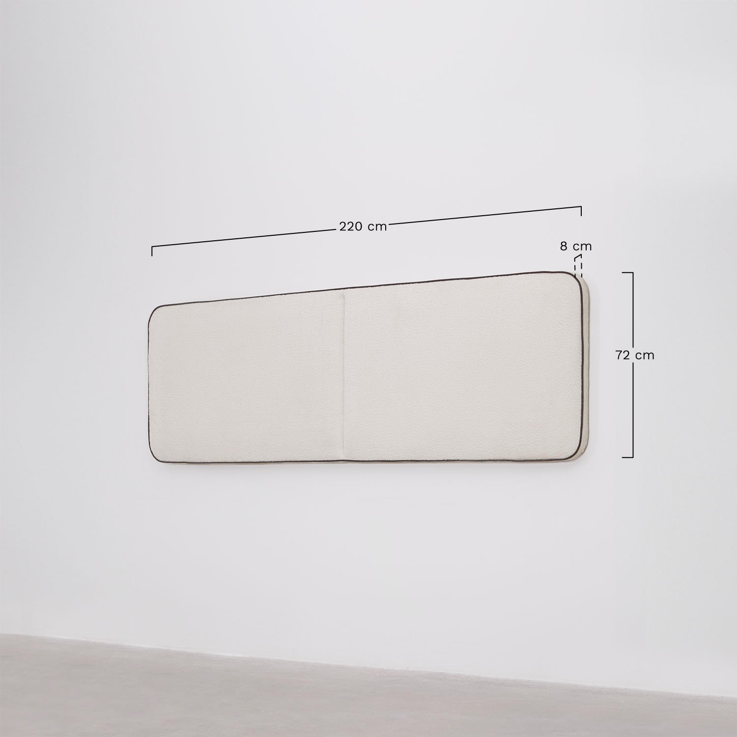 Kopfteil in Bouclé 220 cm Romeo, MAßE