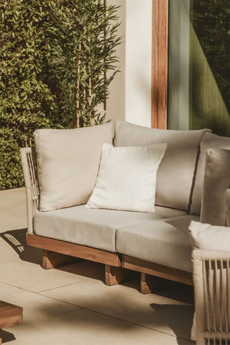 Eckmodul für modularen Gartensofa aus Akazienholz und geflochtenem Seil Dailin