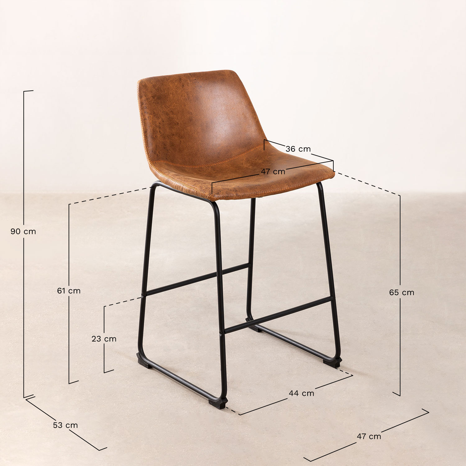 Ody Style Barhocker mit Kunstlederbezug, MAßE