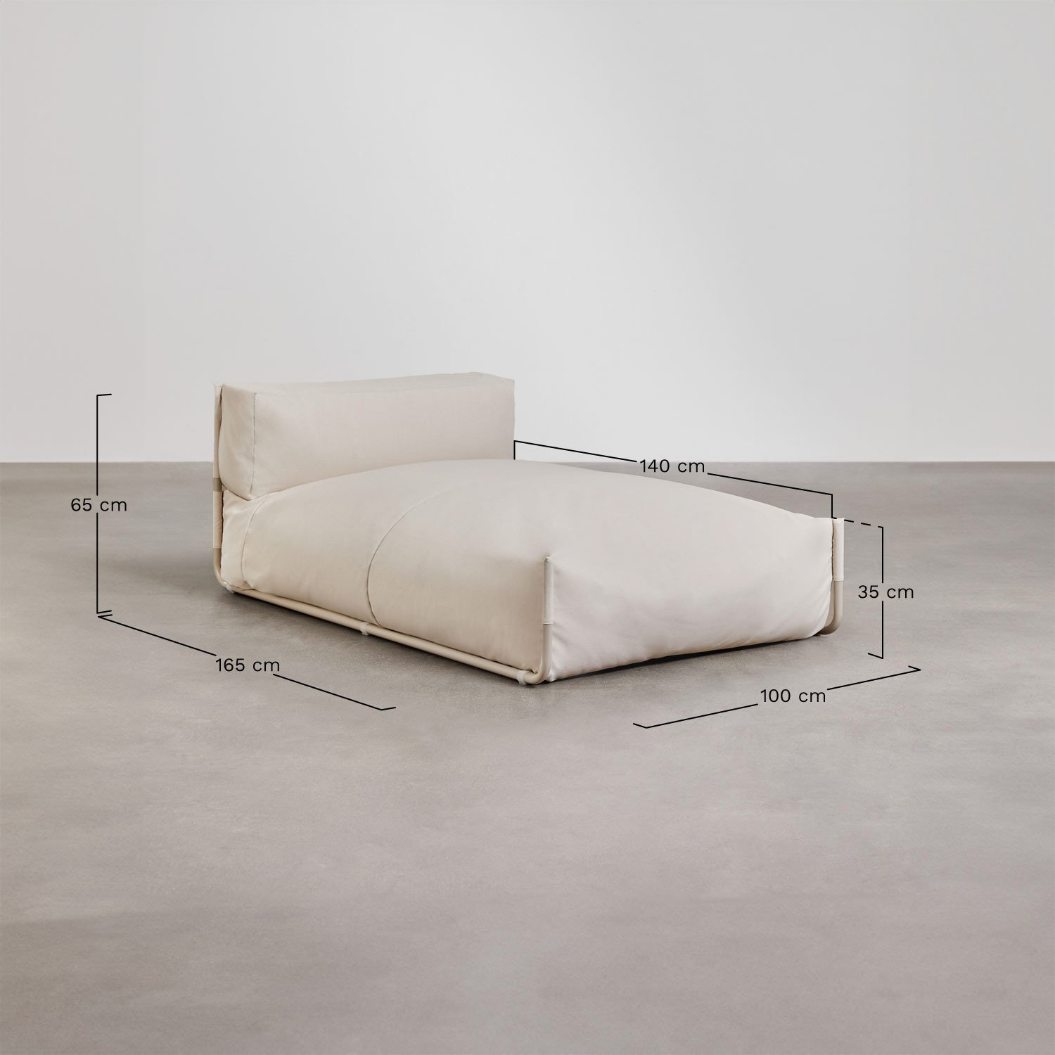 Chaise-Longue-Modul für Gartenmodulsofa Oporto, MAßE