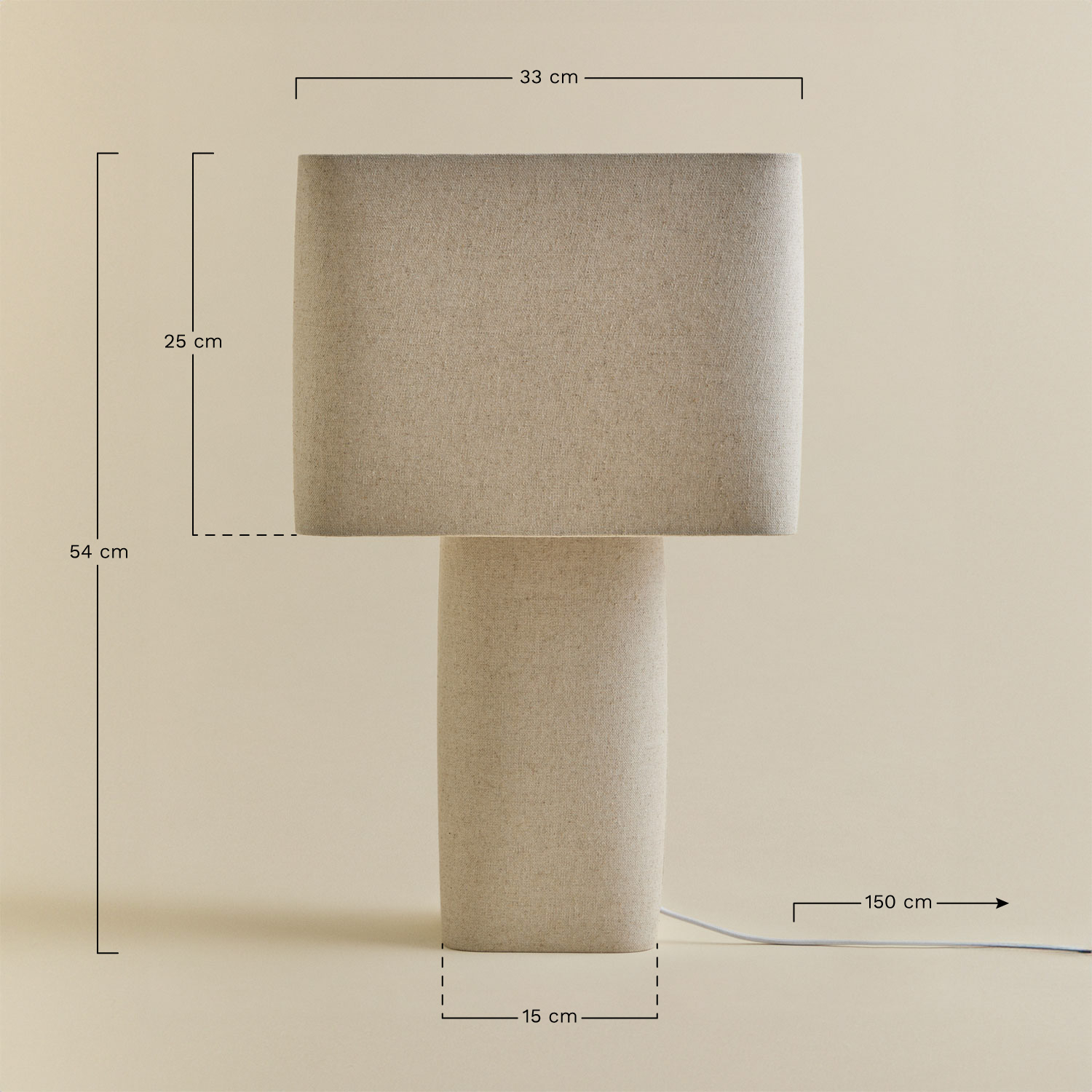 Tischlampe aus Leinen Rivos, MAßE