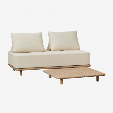 Gartenset Mit 2-sitzer-sofa Und Quadratischem Couchtisch 95x95 Cm Aus Akazie Portet Helles Akazienbraun - Sklum