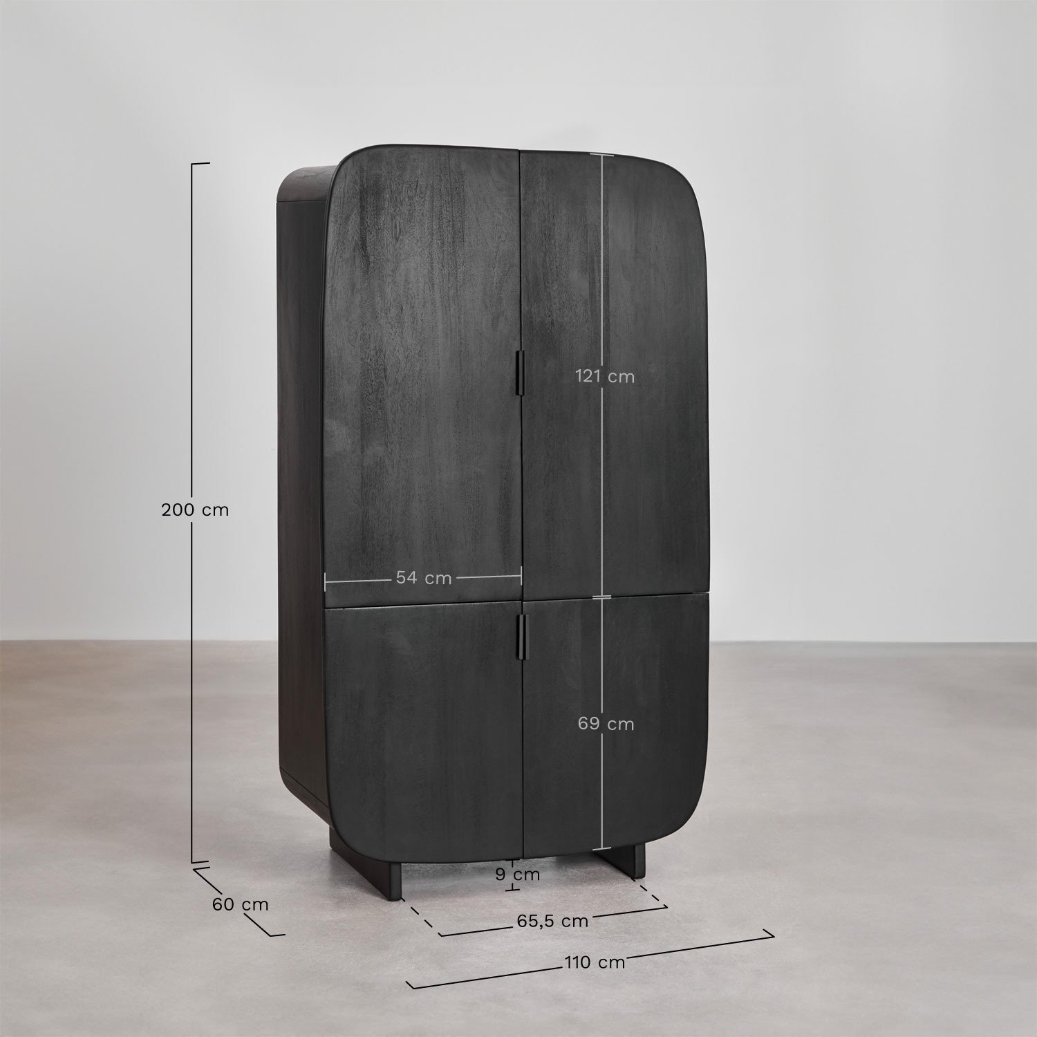 Kleiderschrank Agathe aus Mangoholz, MAßE