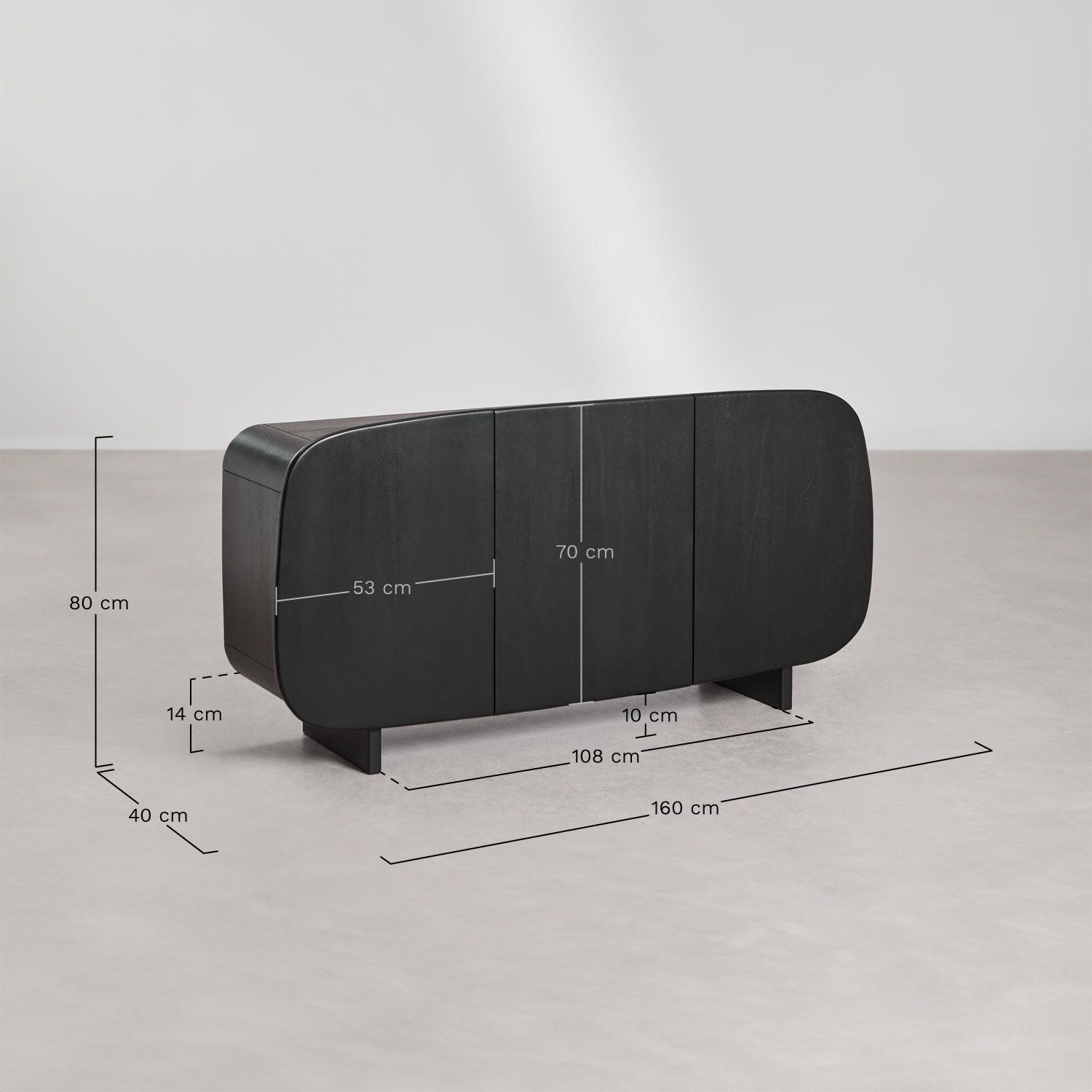 Agathe Sideboard aus Mangoholz 160x40 cm, MAßE