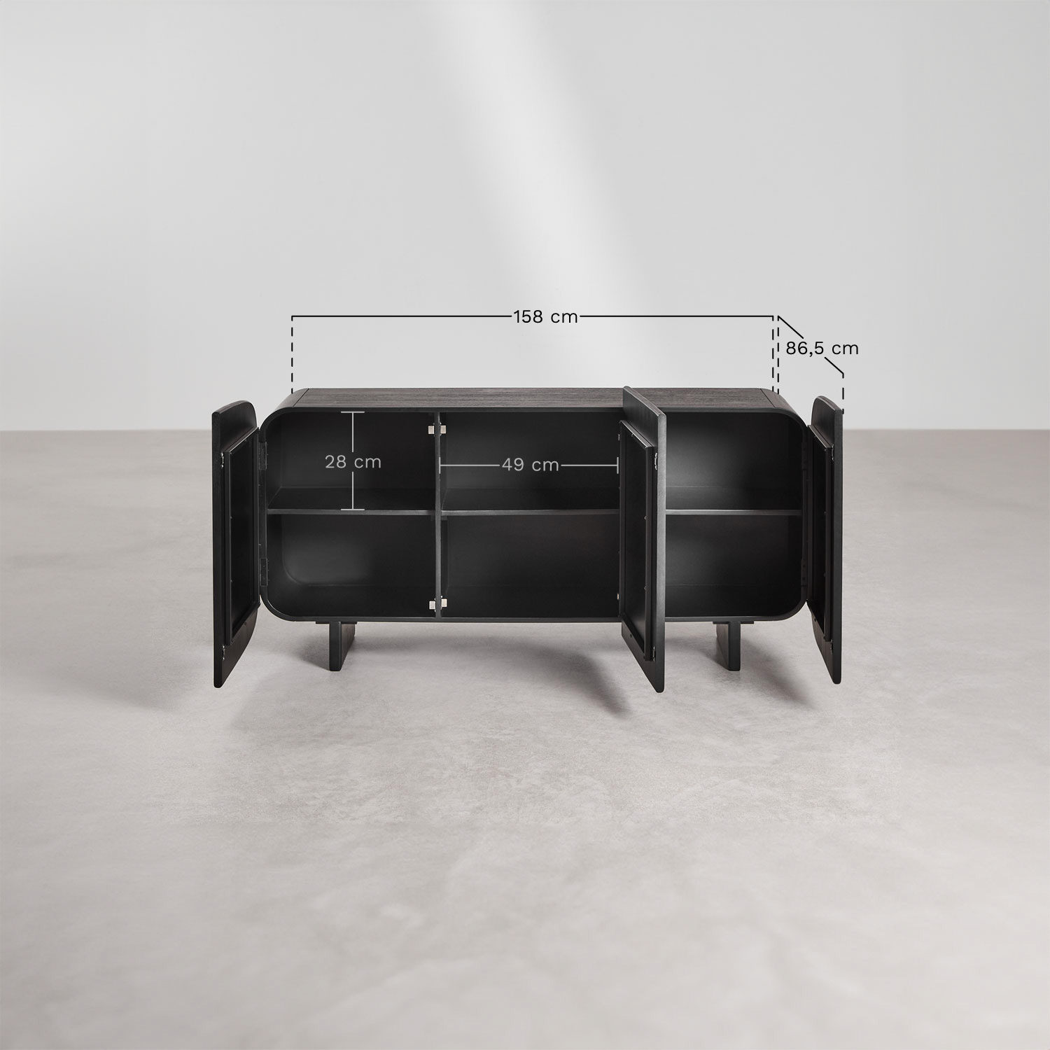 Agathe Sideboard aus Mangoholz 160x40 cm, MAßE