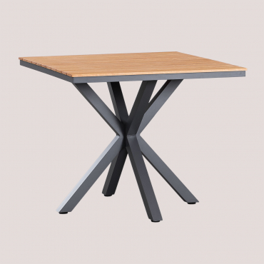 Gartentisch Quadratisch 90x90 Cm Aus Eukalyptusholz Und Aluminium Archer Grau Graphit - Sklum
