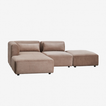 2-teiliges Modulares Chaiselongue-sofa Links Mit Fogler-hocker Kord Kamel Braun - Sklum