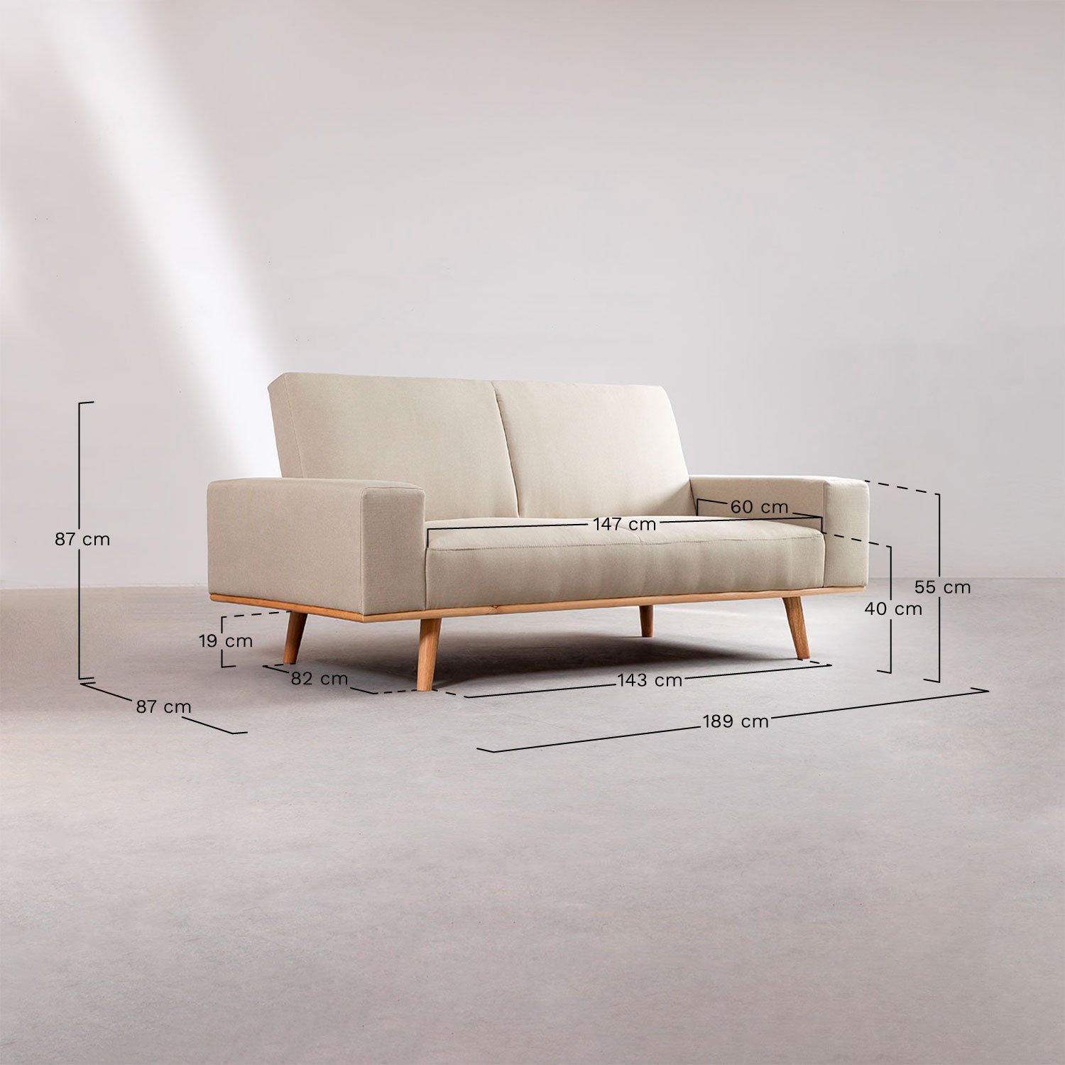 Hesson 3-Sitzer-Liegesofa aus Leinen, MAßE