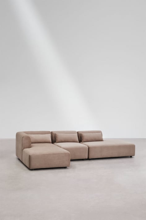 Modulares 3-teiliges Sofa mit linker Chaiselongue und Ottomane Fogler