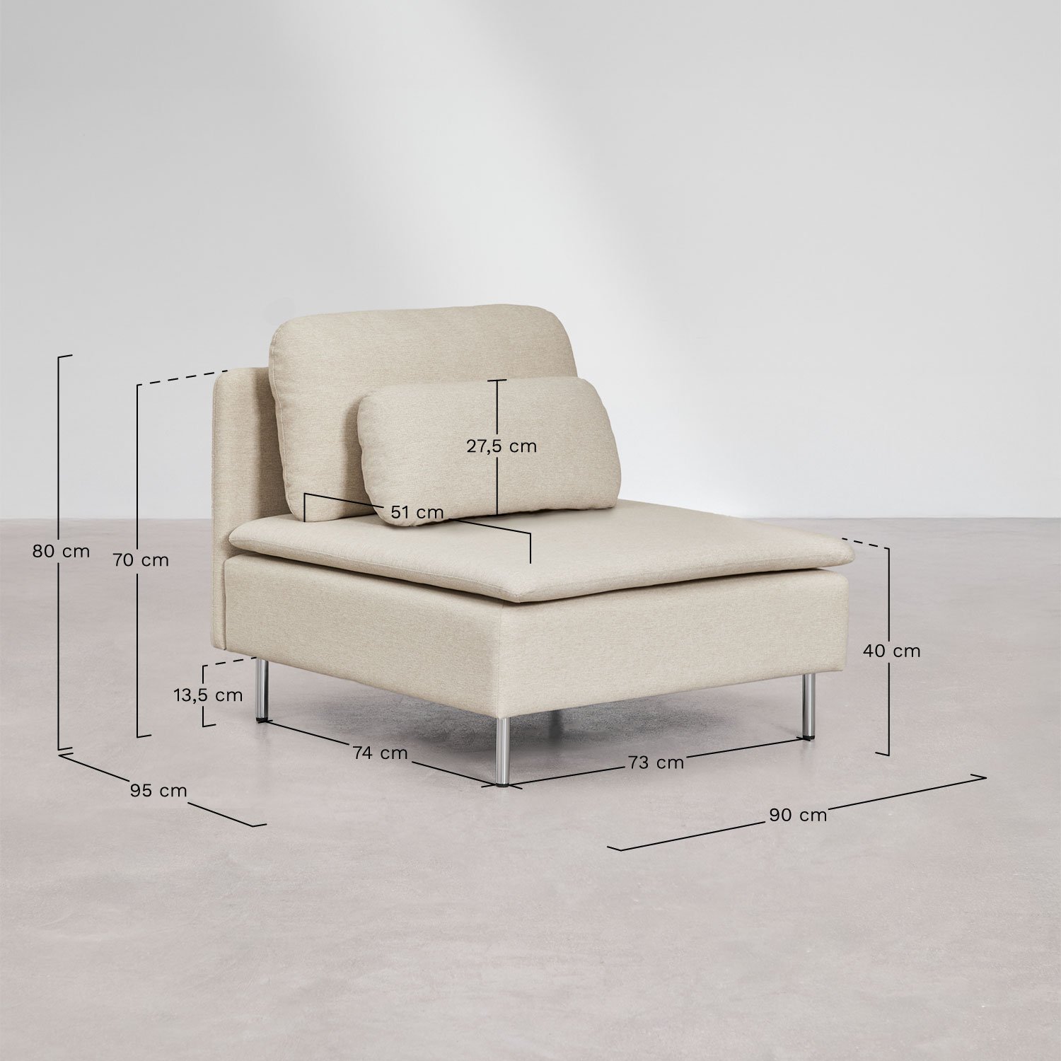 Zentralmodul für Oriol-Modulsofa, MAßE