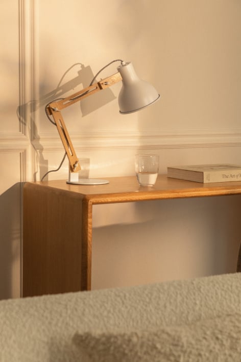 Tischlampe aus Holz und Eisen Deyan