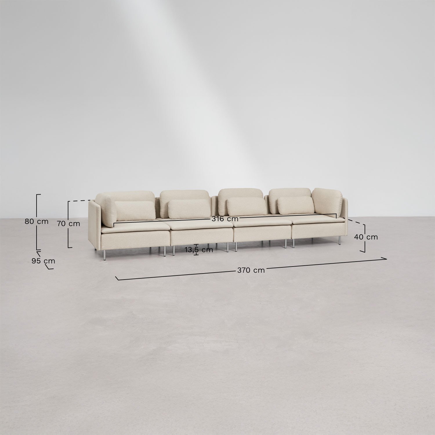 Oriol 4-teiliges modulares Sofa, MAßE