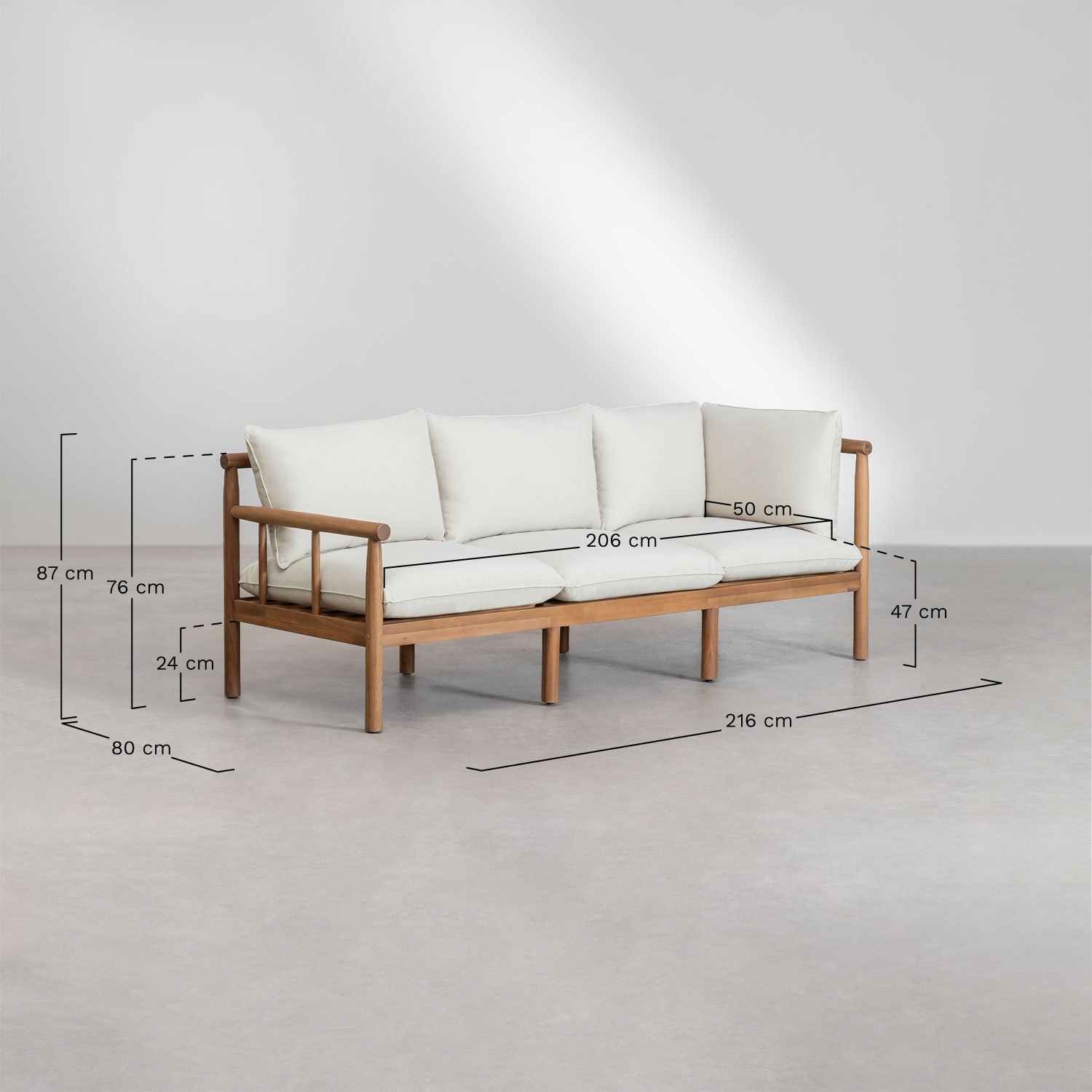 Melvin 3-Sitzer-Gartensofa aus Akazienholz, MAßE