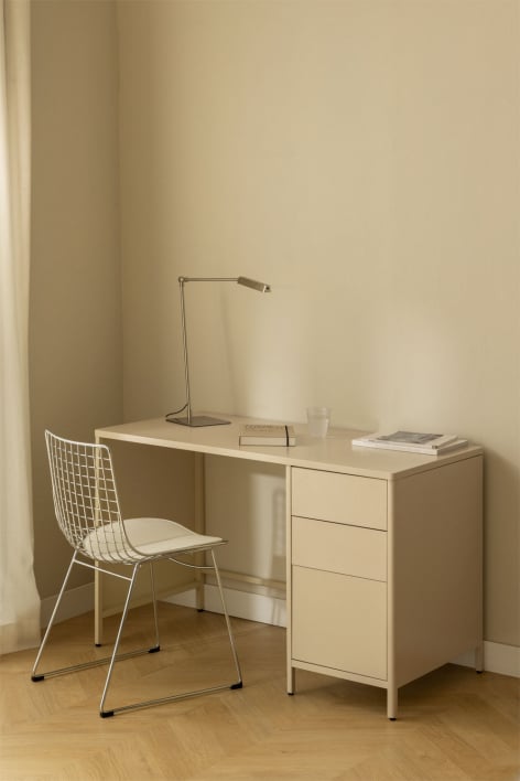 Michigan Schreibtisch 120x60 cm aus Stahl mit Schubladen - Beige Tapioca