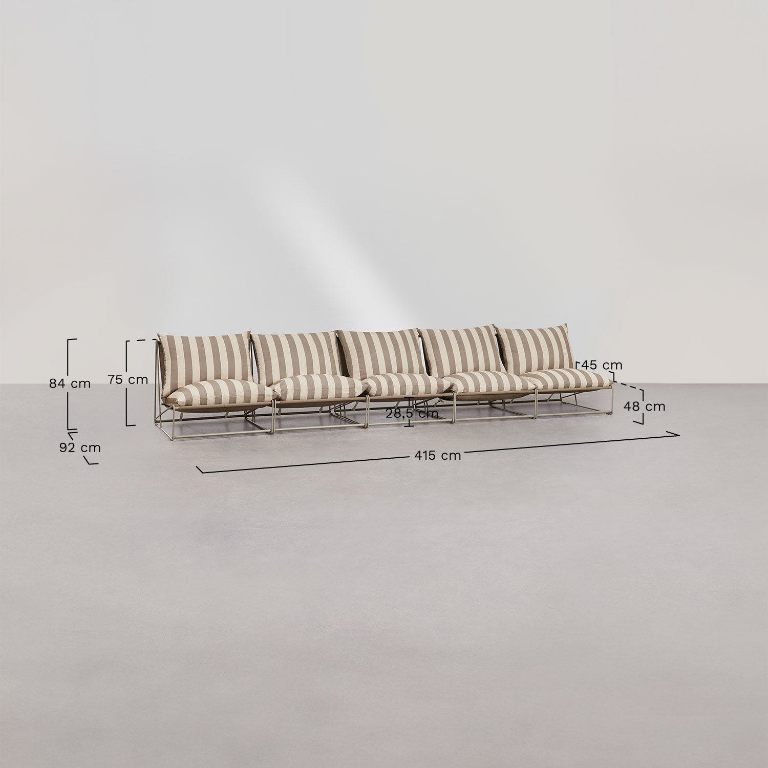 Amaro 5-teiliges modulares Gartensofa, MAßE