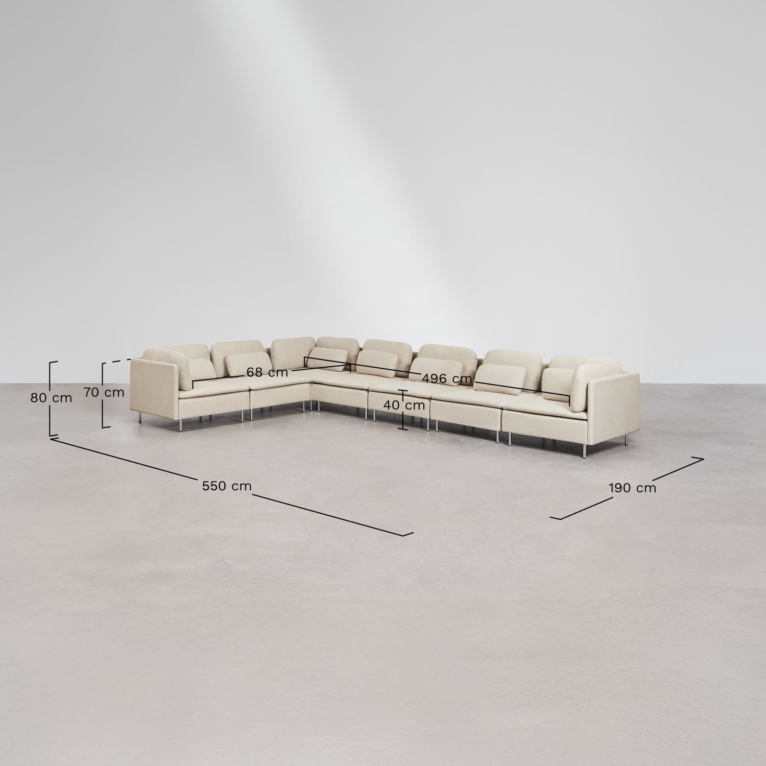 Oriol 7-teiliges modulares Ecksofa, MAßE