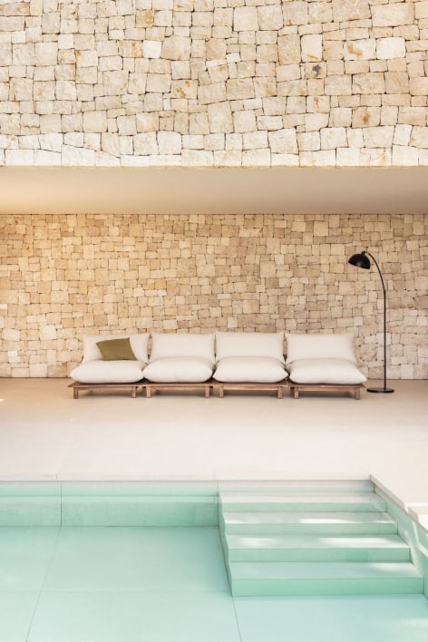 4-teiliges modulares Garten-Loungesofa aus Akazienholz Brina