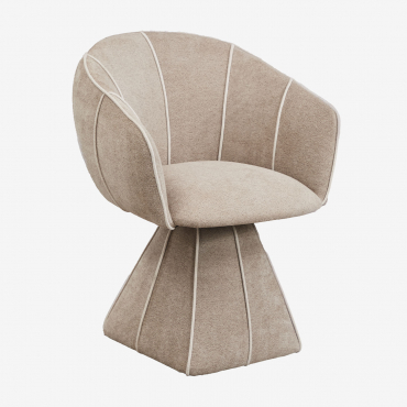 Pack Mit 2 Gepolsterten Drehsesseln Tallin Chenille Braun Weizen - Sklum