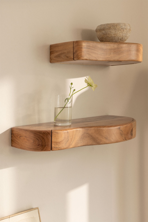 Nireimi Wandregal mit Stauraum aus Akazienholz - ↔︎ 60 cm