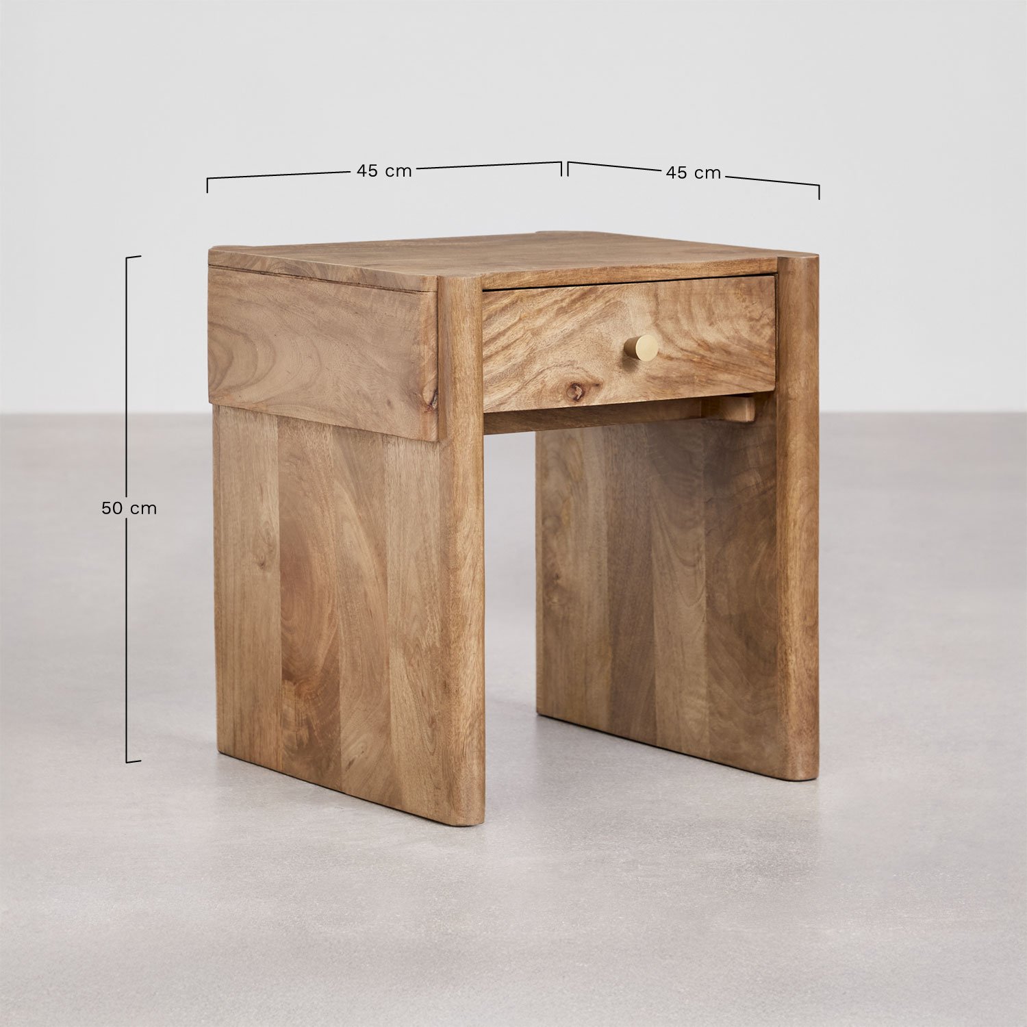 Antonela Nachttisch aus Mangoholz 45x45 cm, MAßE